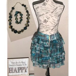 Kensie Pretty Ruffle Skirt Sz 10 & Necklace Set
